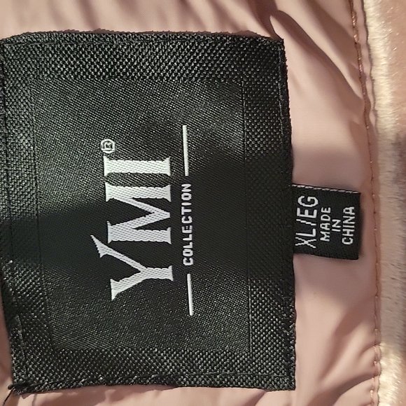 NWT YMI Collection Quilted Puffer Coat Jacket Fur Hood Mauve (Pink) Size XL - Picture 5 of 6